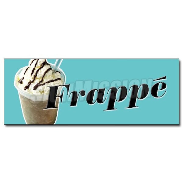 12in FRAPPE DECAL sticker greek iced coffee cart cold drink shop cafe house, D-12 Frappe